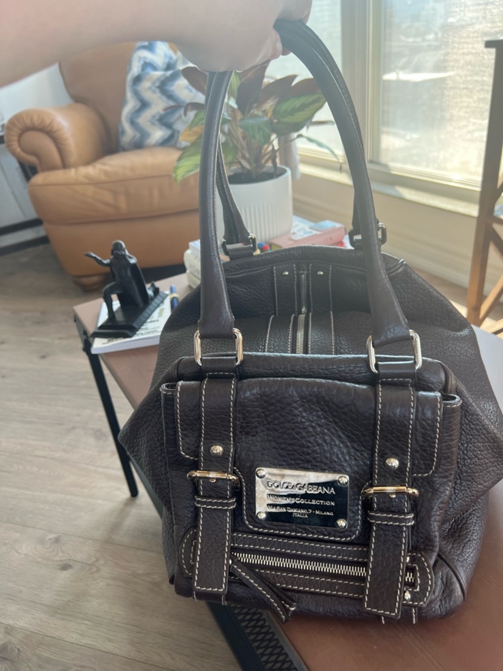 Dolce & Gabbana Miss Easy Way Brown Leather Satchel (Rare)